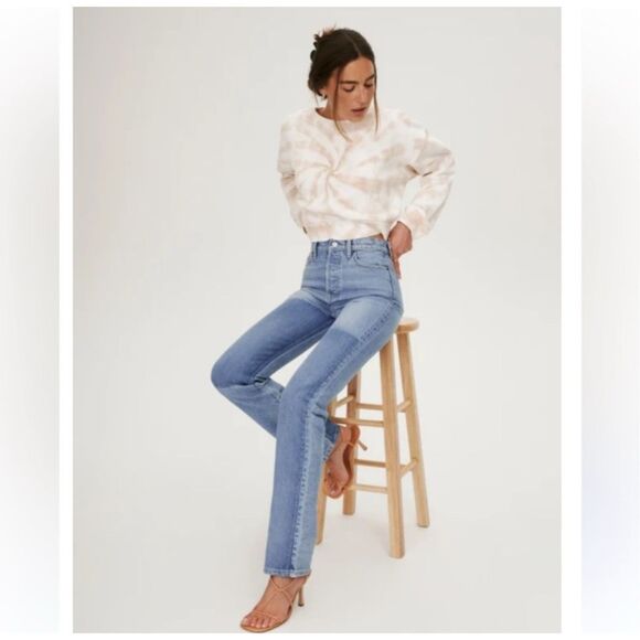 Reformation Denim - Reformation Cynthia shadow high rise long Jean size 28